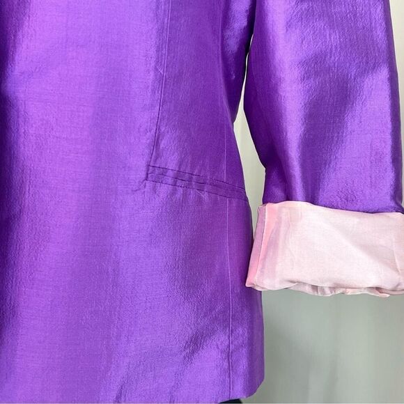 Javier Larrainzar Madrid Couture Purple Silk Dress blazer/Jacket size 44 - Picture 3 of 11